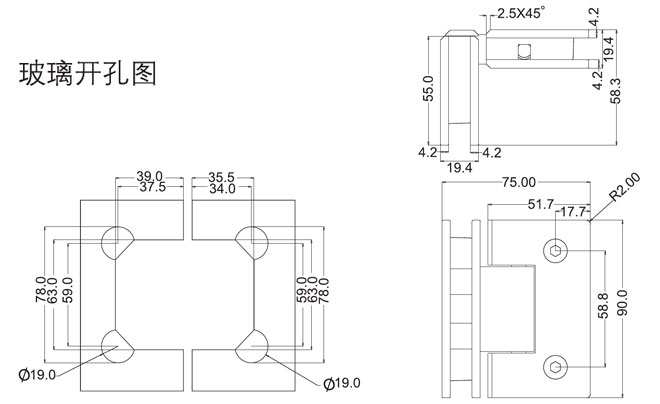 非凡娱乐-电子娱乐平台游戏-非凡娱乐官网-pgffHF-2701-90° 玻璃门合页开孔图