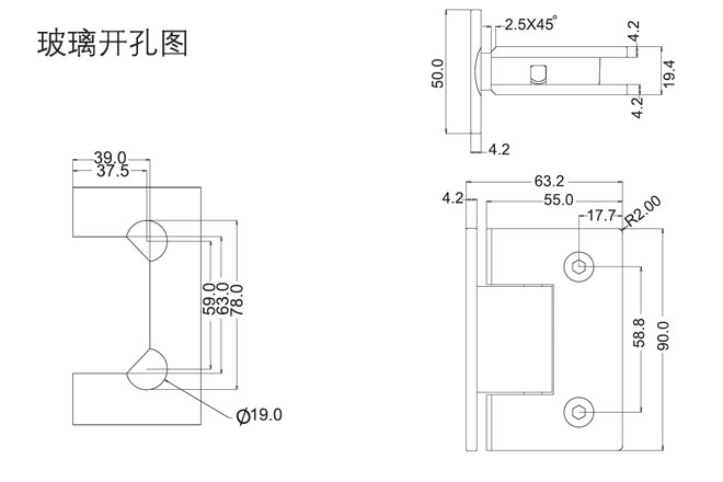 非凡娱乐-电子娱乐平台游戏-非凡娱乐官网-pgffHF-2702-90° （双边）玻璃门合页开孔图