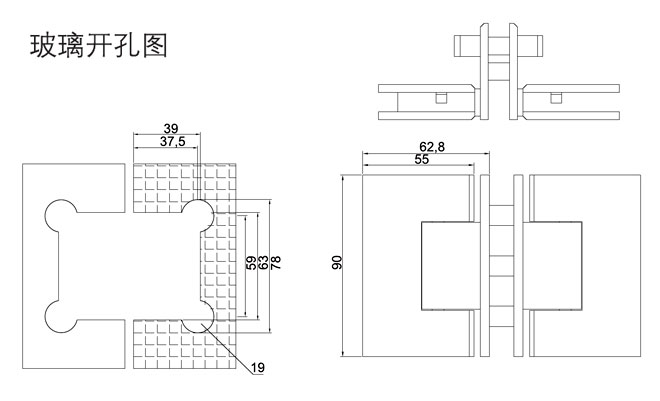 非凡娱乐-电子娱乐平台游戏-非凡娱乐官网-pgffHF-2707 T形玻璃门夹开孔图